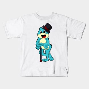 Frog with Hat & Walking stick Kids T-Shirt